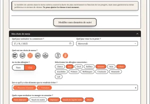 Prise en compte de tes allergies et préférences