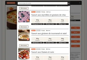 Possibilité de modifier le repas proposé